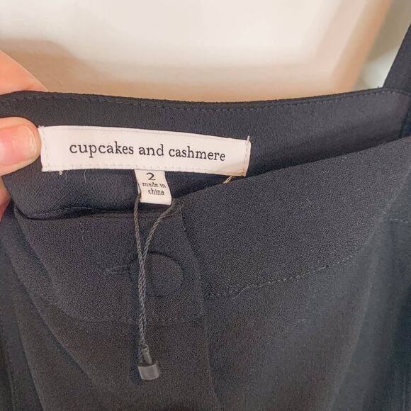 NWOT CUPCAKES AND CASHMERE Well Suited black jumpsuit ruffle strap pockets 2941 - Picture 6 of 10